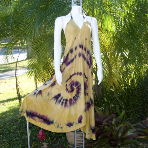 Halter Dress, Rayon, Amber and Raspberry color