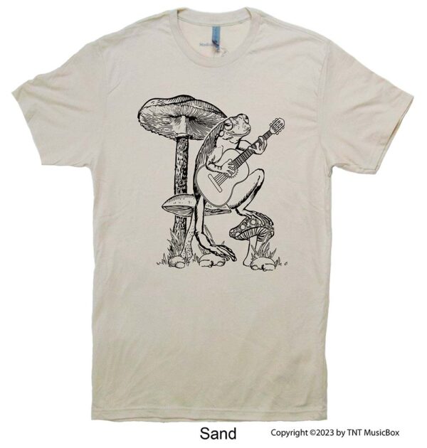 Frog Playing Guitar on a Sand Shirt