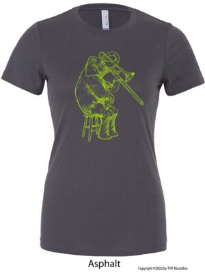 Elephant playing Trombone on an Asphalt T-shirt.