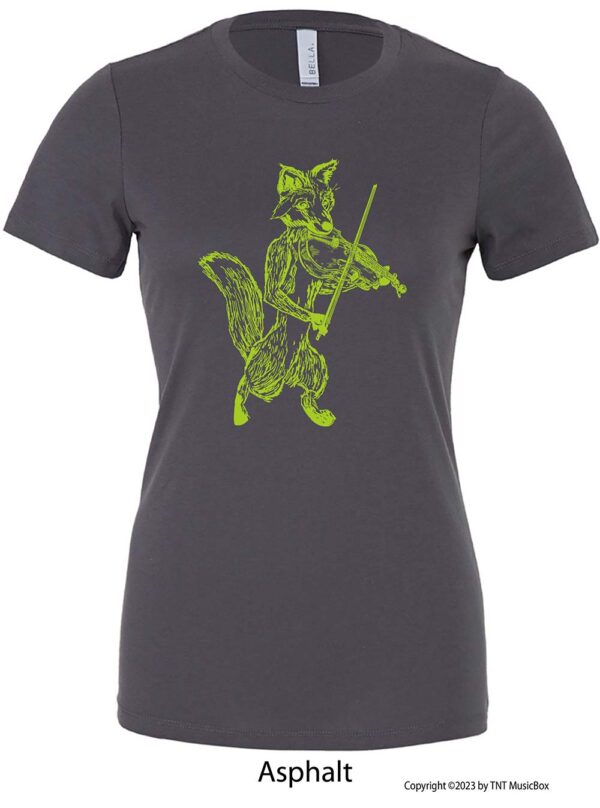 Fox Playing violin on an asphalt T-shirt