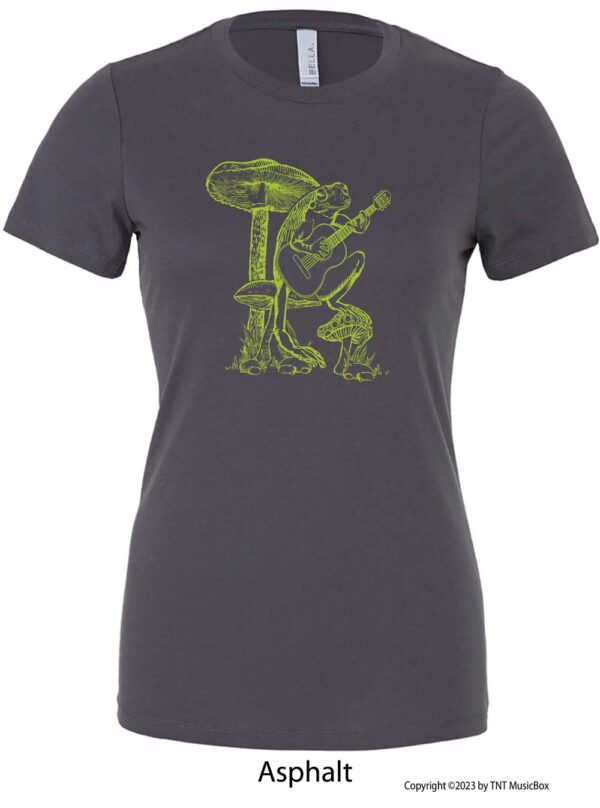 Frog Playing Guitar on an Asphalt T-shirt