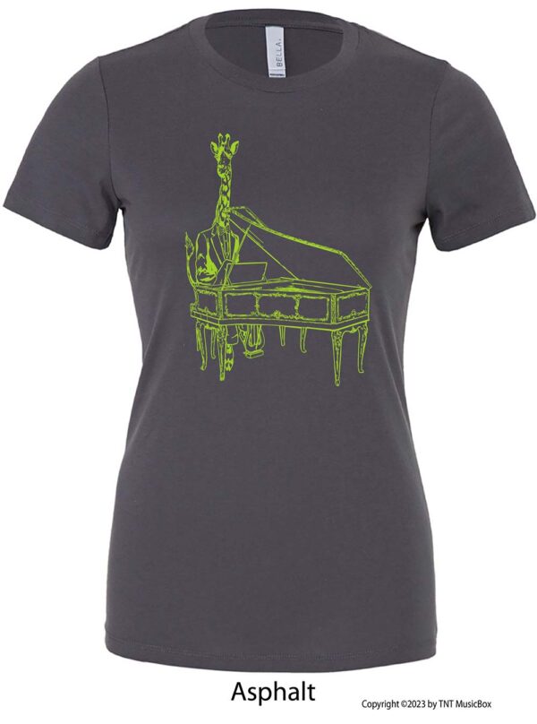 Giraffe Playing Piano on an Asphalt Shirt