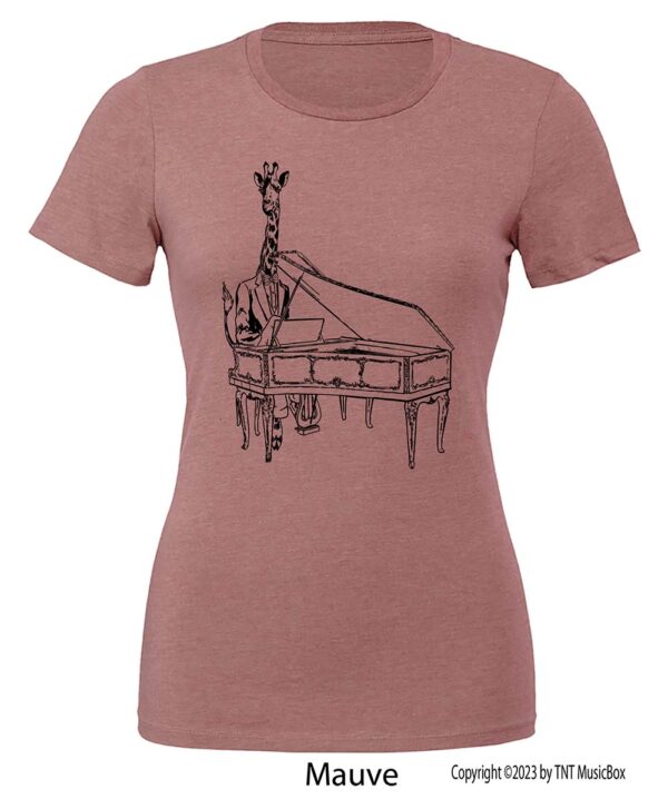 Giraffe Playing Piano on a Mauve Shirt