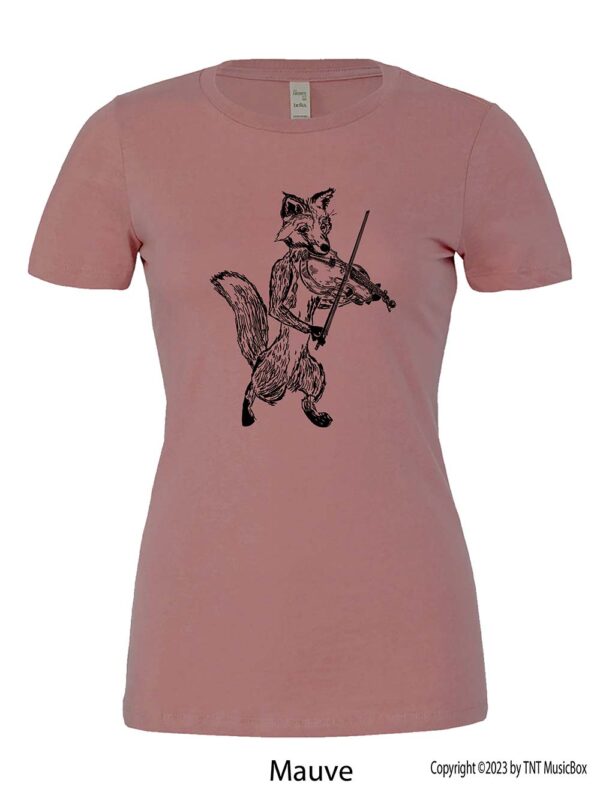 Fox Playing violin on a Mauve T-shirt