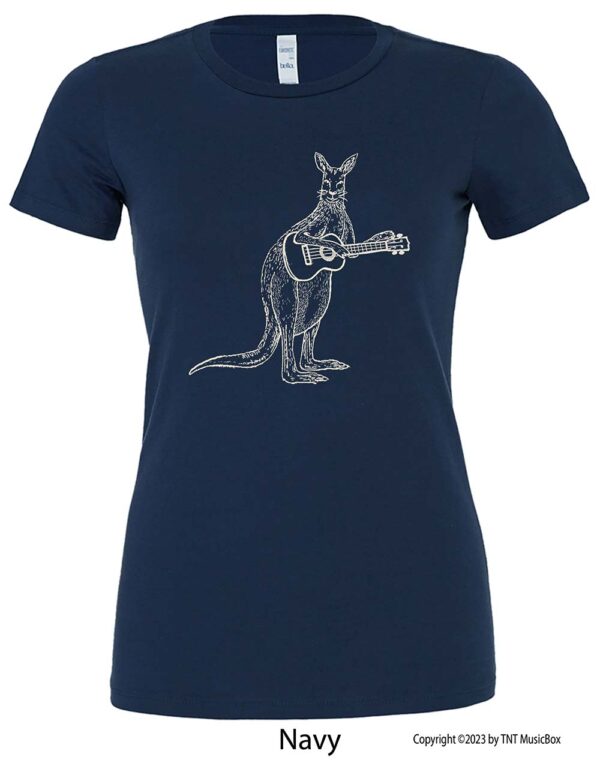 Kangaroo Playing Ukulele on a navy shirt
