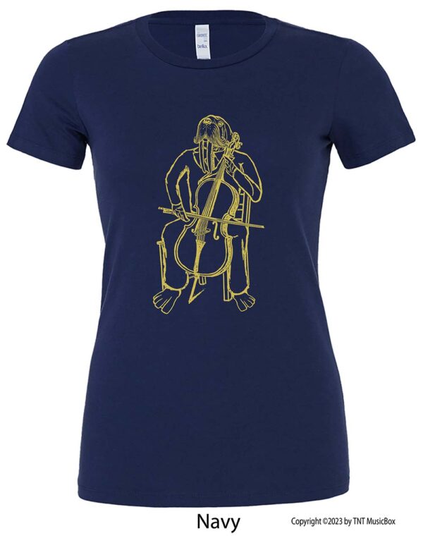 Walrus playing cello on Navy Tee