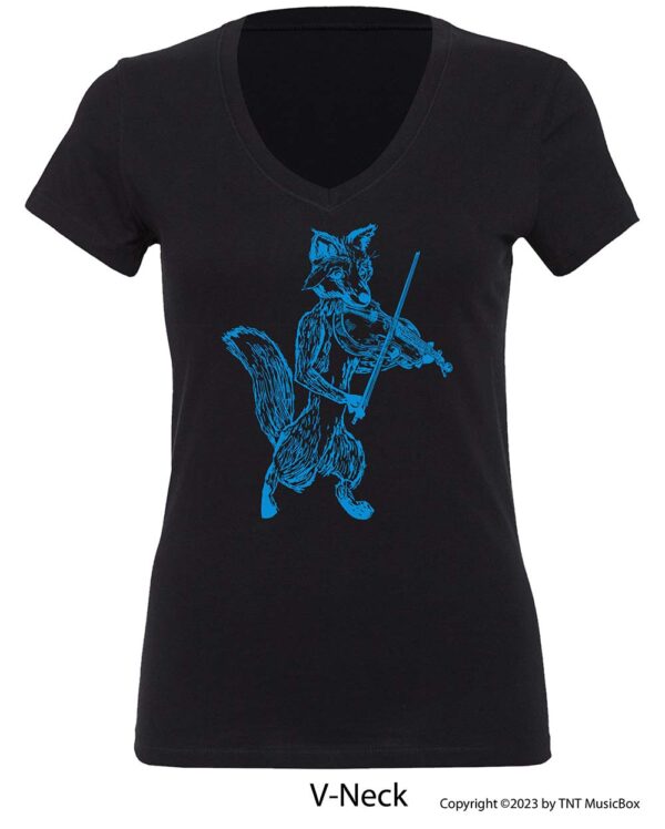 Fox Playing violin on a V-Neck T-shirt