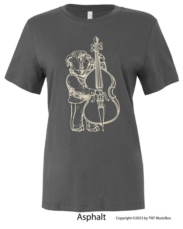 Bulldog Playing Bass Viol on Asphalt Tee