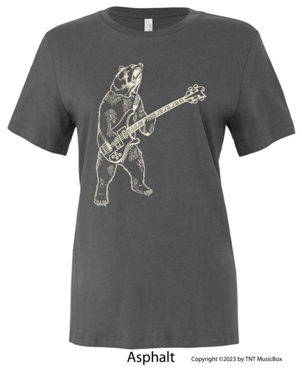 Bear Playing Bass on Ladies Relaxed Fit Tee