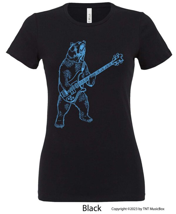 Bear Playing Bass on Ladies Relaxed Fit Tee