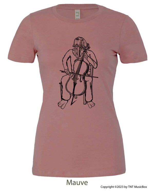 Walrus playing cello on Mauve Tee