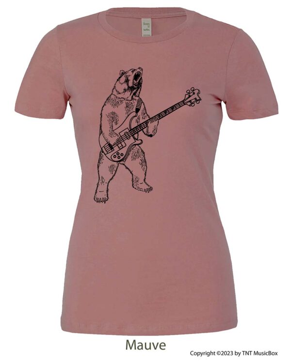 Bear Playing Bass on Ladies Relaxed Fit Tee