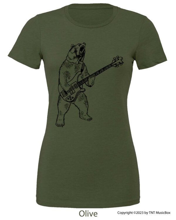 Bear Playing Bass on Ladies Relaxed Fit Tee