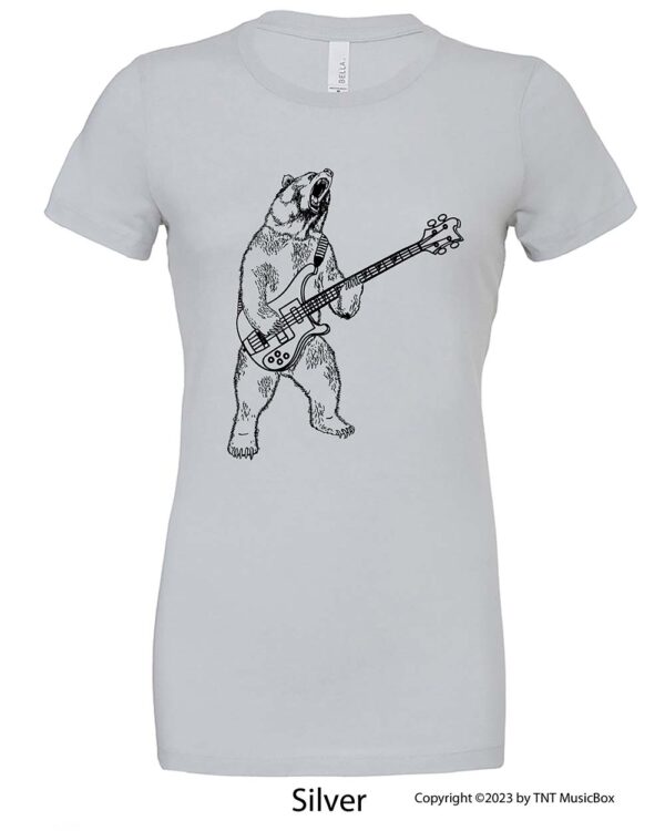 Bear Playing Bass on Ladies Relaxed Fit Tee