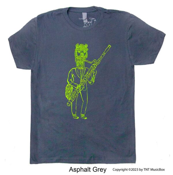 Llama Playing Bassoon on an Asphalt T-shirt