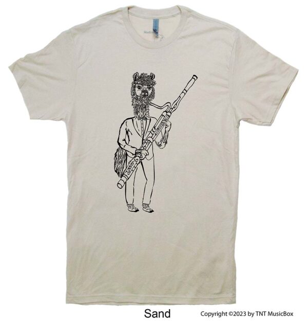 Llama Playing Bassoon on a Sand T-shirt