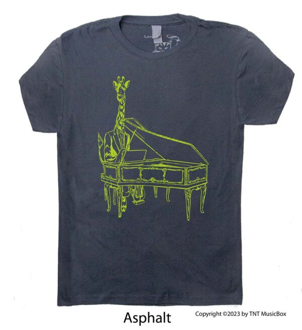 Giraffe Playing Piano on an Asphalt Shirt