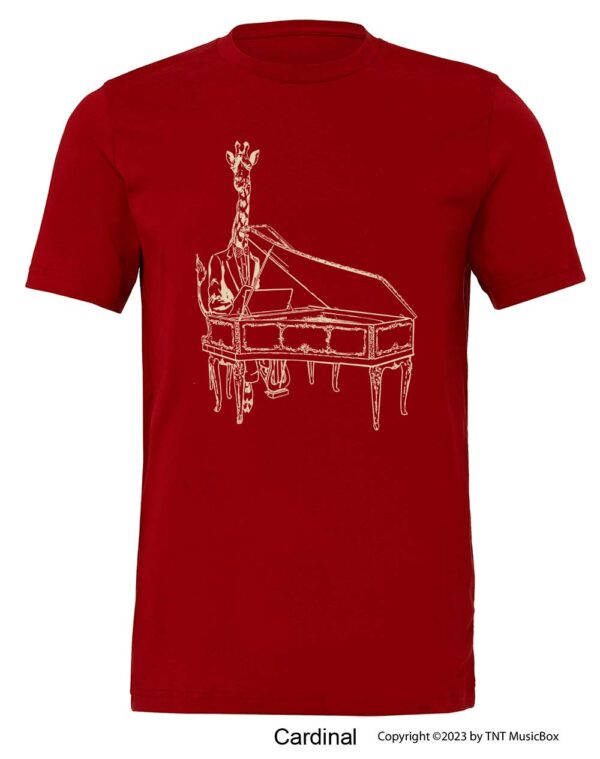 Giraffe Playing Piano on a Cardinal Shirt