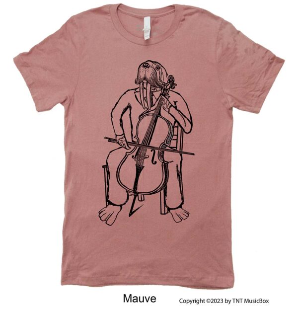 Walrus playing cello on Mauve Tee