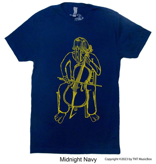 Walrus playing cello on Navy Tee