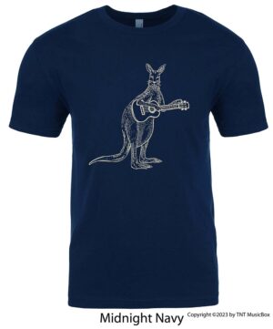 Kangaroo Playing Ukulele on a navy shirt