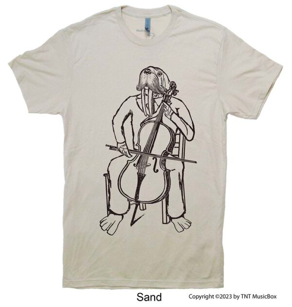 Walrus playing cello on Sand Tee