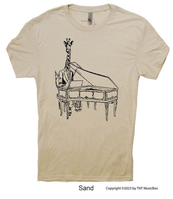Giraffe Playing Piano on a Sand Shirt