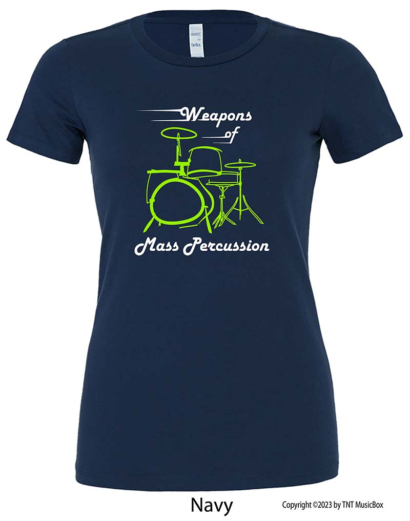 Weapons of Mass Percussion on a Navy T-Shirt