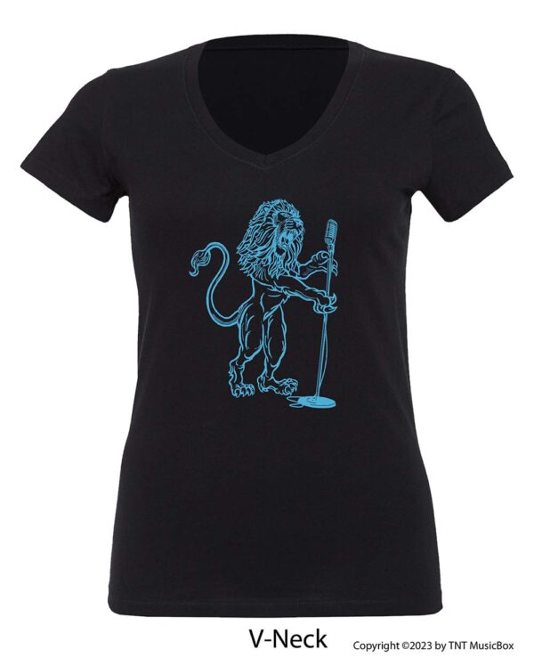 Lion Singing on a V-Neck T-shirt