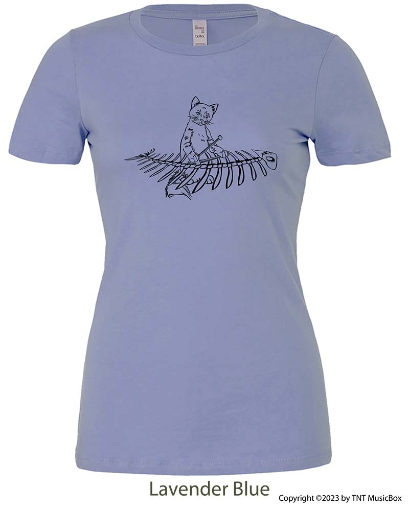 Cat Playing Marimba on a Lavender Blue T-Shirt.