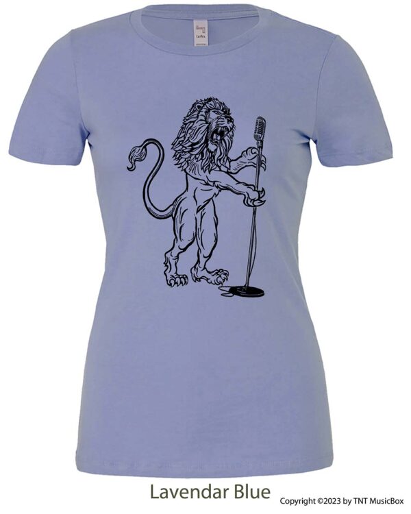 Lion Singing on a Lavender Blue T-shirt
