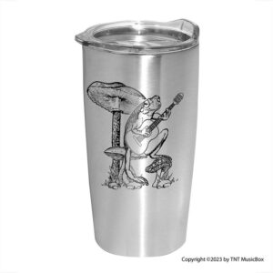 Frog Playing Guitar on a 20 0z. Silver Tumbler.