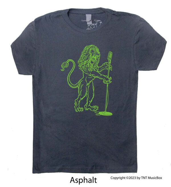 Lion Singing on an Asphalt Grey T-shirt.