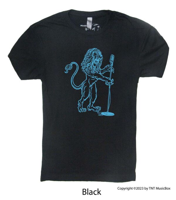 Lion Singing on a Black T-shirt