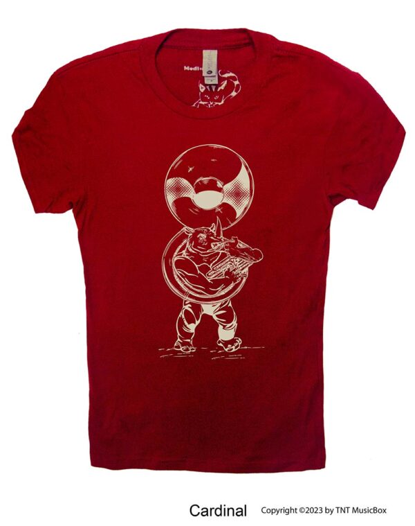 Rhino Playing Sousaphone on a Cardinal T-shirt.