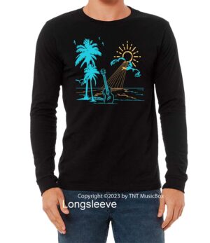 Ukulele on Beach graphic on a Long Sleeve T-Shirt.