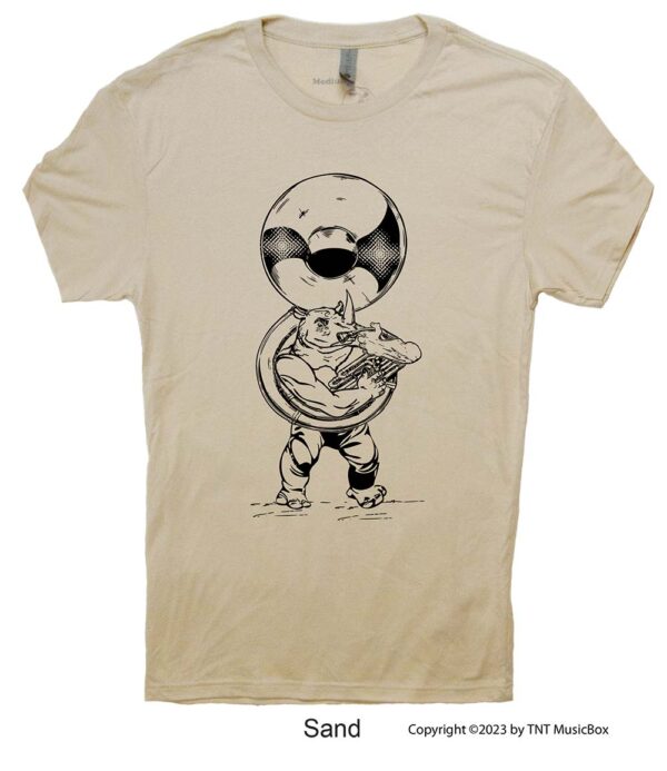 Rhino Playing Sousaphone on a Sand T-shirt.