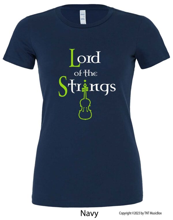 Lord of The Strings (Violin/Viola) on a Navy T-shirt