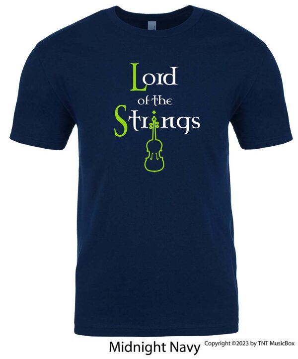 Lord of The Strings (Violin/Viola) on a Navy T-shirt