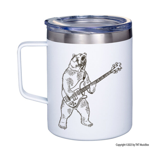 Bear Playing Bass on a White 12 0z. Mug