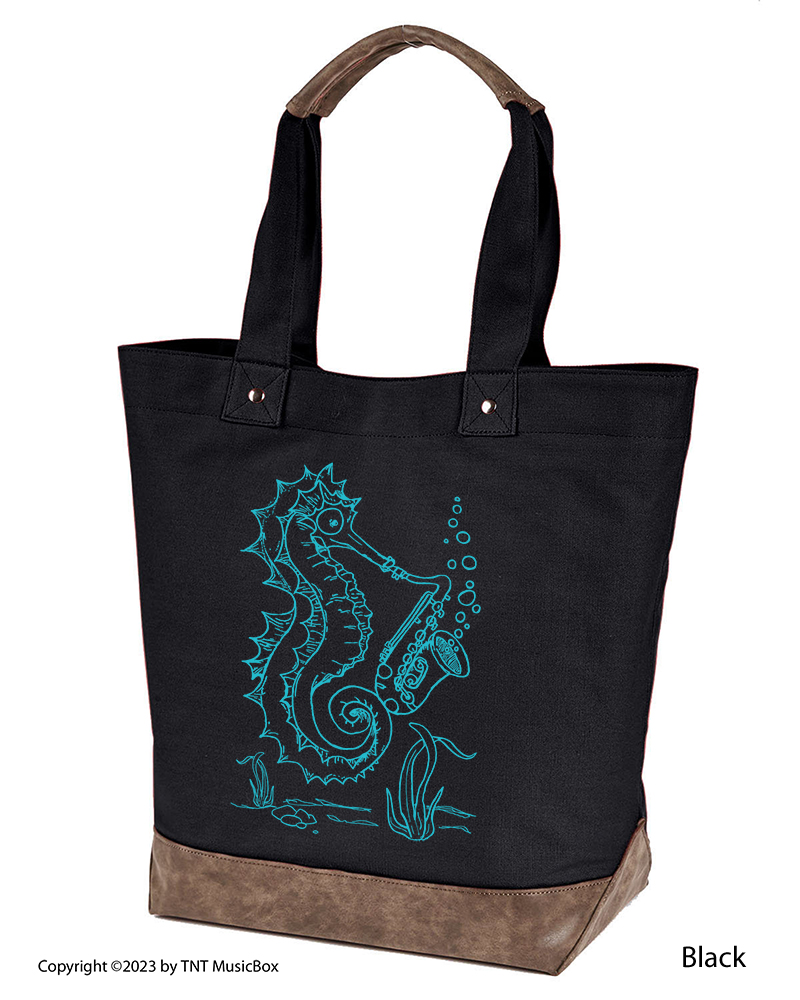 Seahorse Playing Saxophone Musician’s Tote