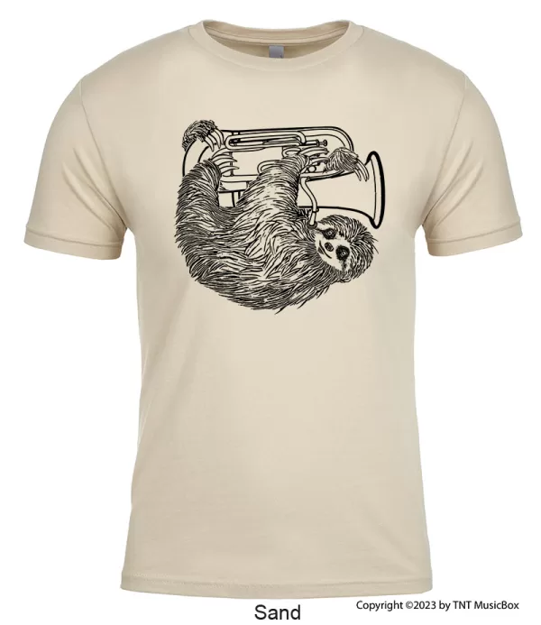 Sloth playing Euphonium a on a Sand T-Shirt.